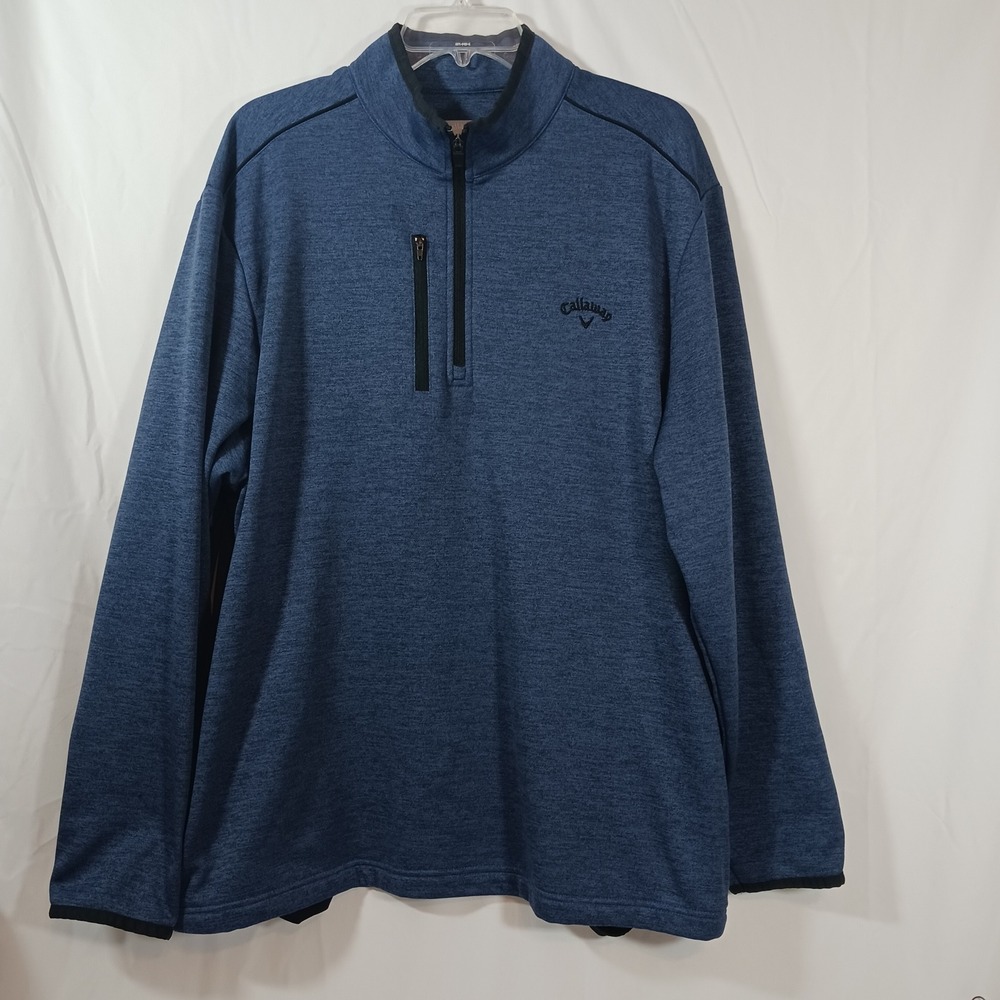 Callaway Pullover Mens XL Blue Excellent Heathered 1/4 Zip Golf Sweater